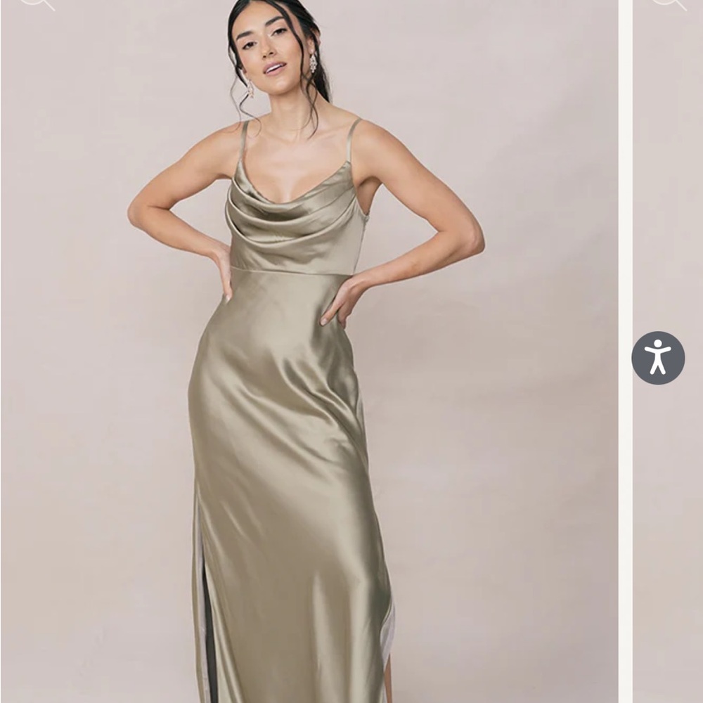 Revelry Satin Maxi Dress in Sage